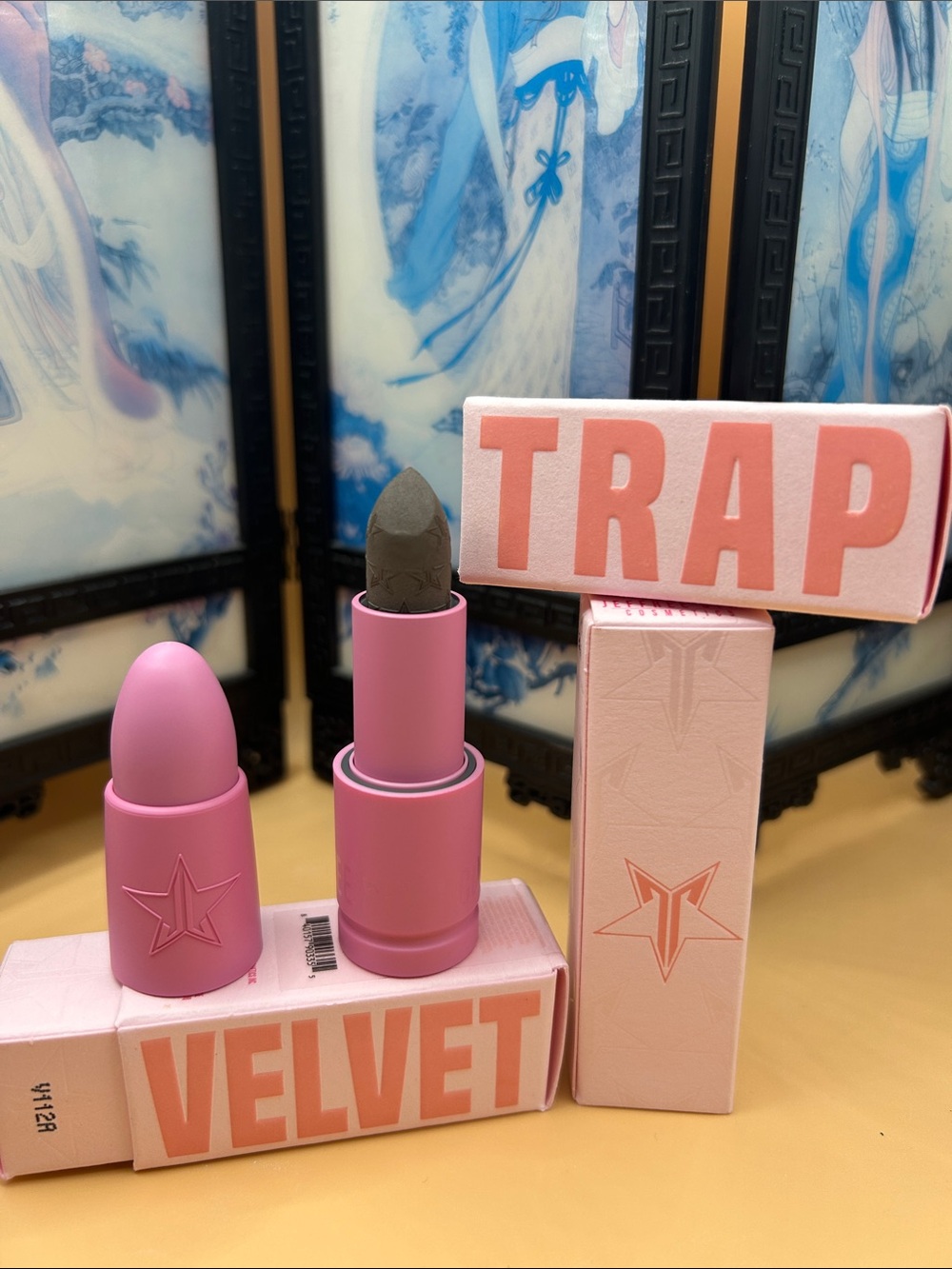 Jeffree Star Trap Velvet Matte Lipstick — Pink Packaging with Gray Bullet